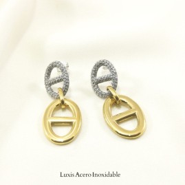 Arete combinado acero inoxidable eslabones con zirconias 43mm