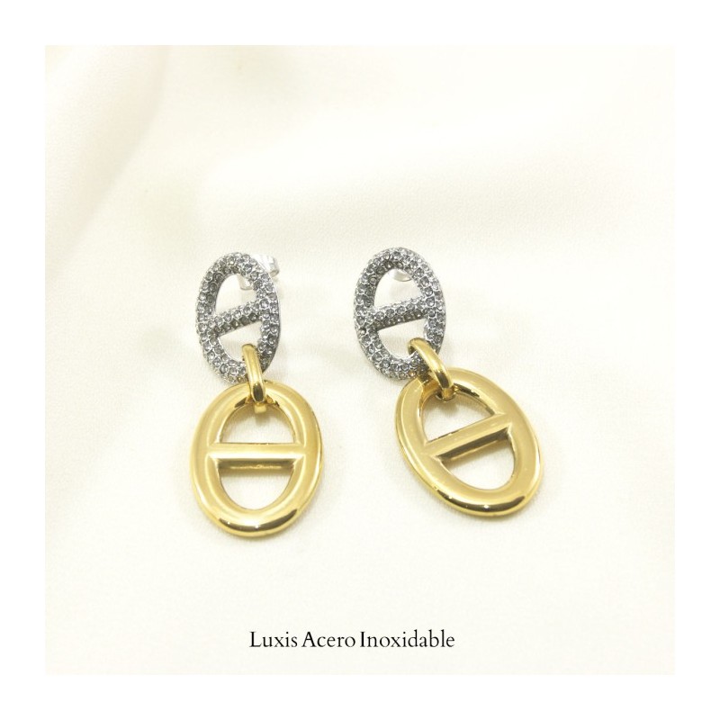 Arete combinado acero inoxidable eslabones con zirconias 43mm