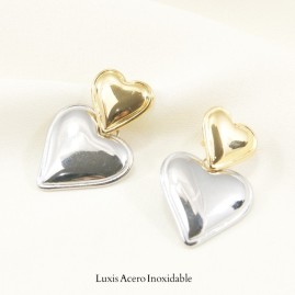 Arete combinado acero inoxidable corazones 31mm*20mm