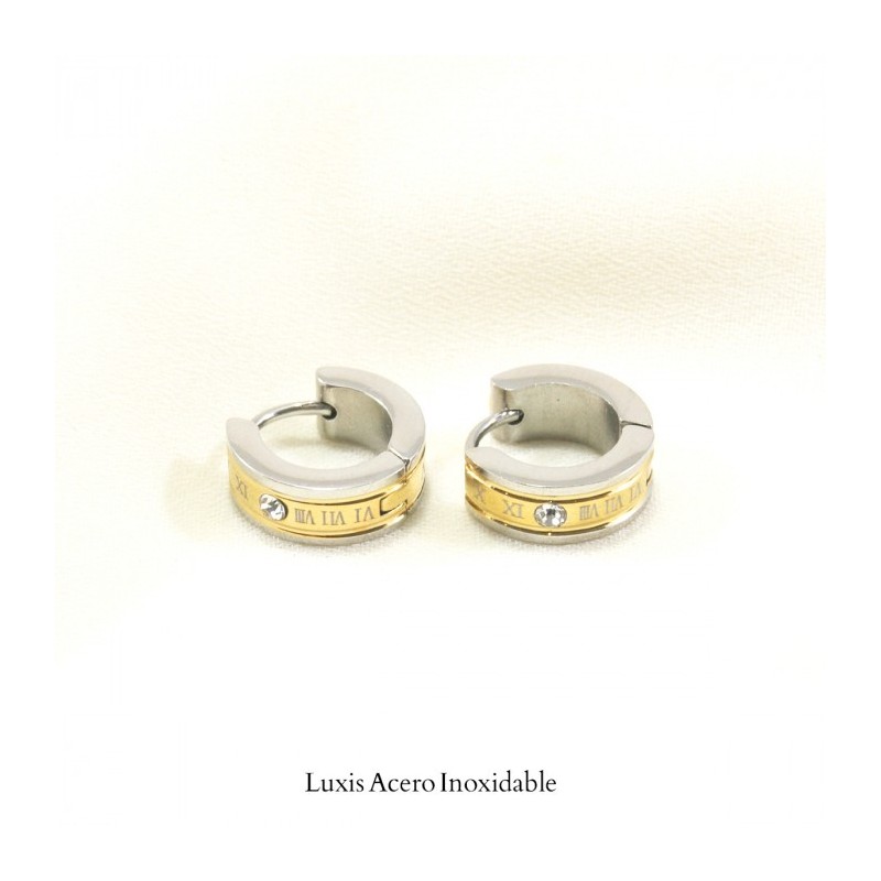 Huggie combinado acero inoxidable numeros romanos 9*5mm