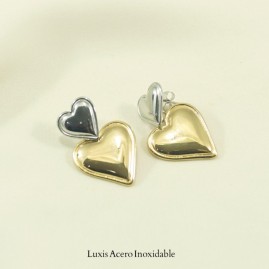 Arete combinado acero inoxidable corazones 30mm*20mm