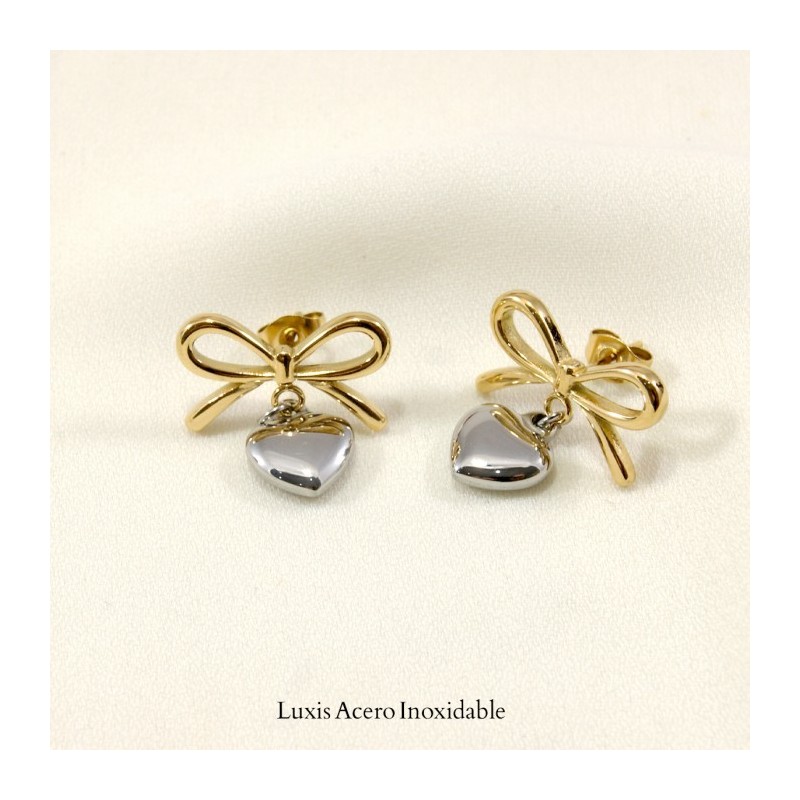 Arete combinado lazo y corazon 19mm*20mm