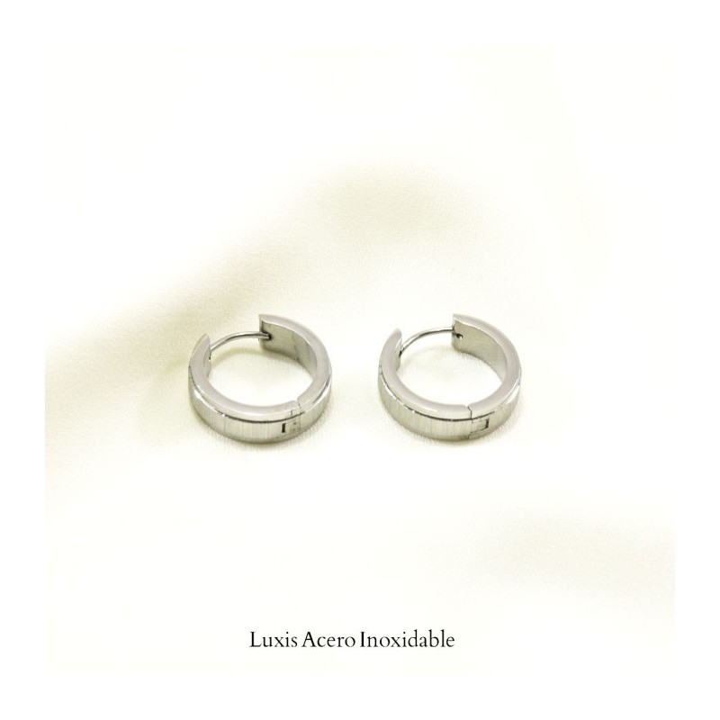 Huggie plateado acero inoxidable centro cepillado 20mm*6mm
