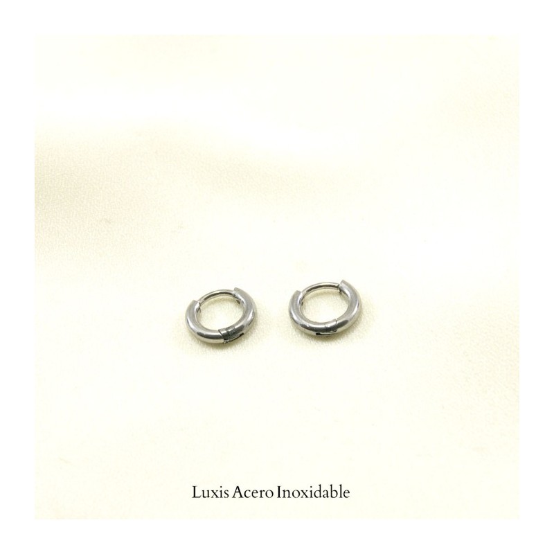 Huggie plateado acero inoxidable liso 10mm*2mm