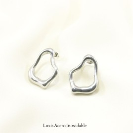 Arete plateado acero inoxidable irregular 26mm*19mm
