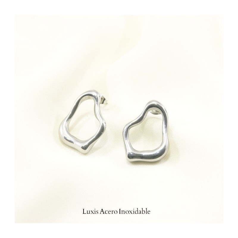 Arete plateado acero inoxidable irregular 26mm*19mm