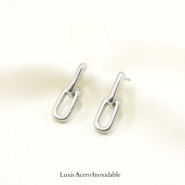Arete plateado acero inoxidable doble eslabon 29mm*9mm