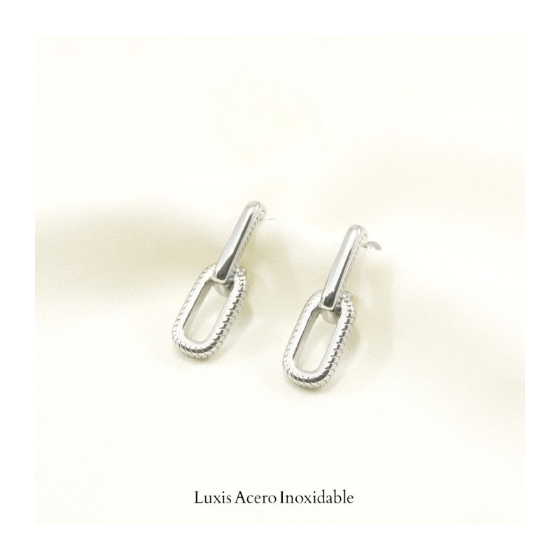Arete plateado acero inoxidable doble eslabon 29mm*9mm