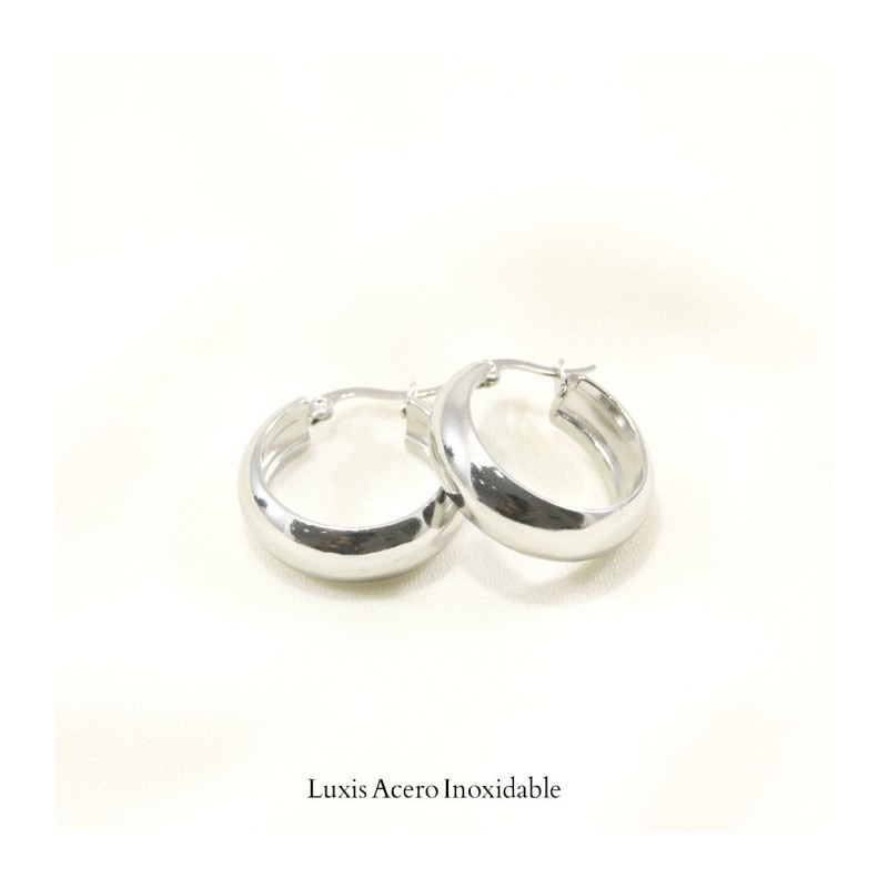 Arracada plateada acero inoxidable circular 25mm*8mm