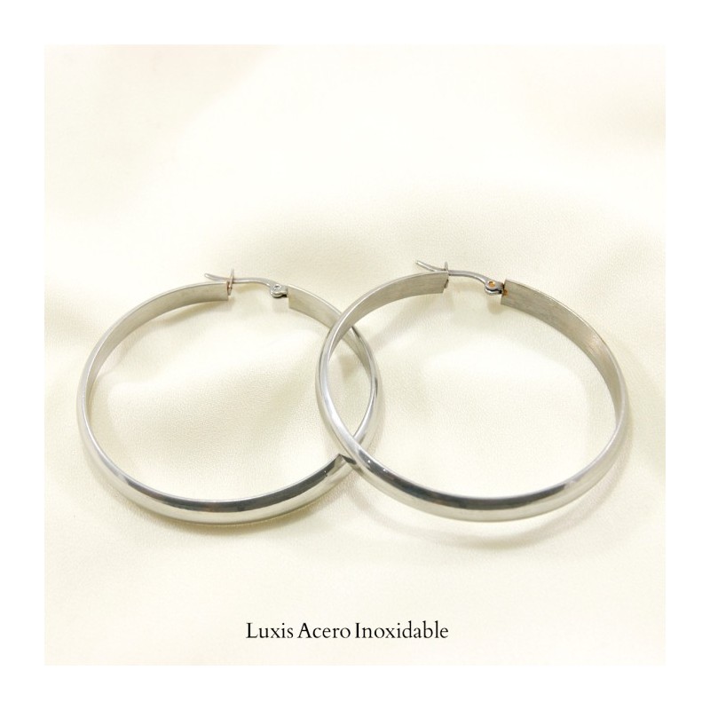 Arracada plateada acero inoxidable circular 50mm*6mm