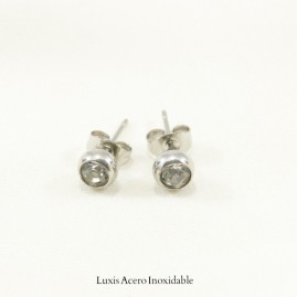 Arete plateado acero inoxidable zirconia 5mm