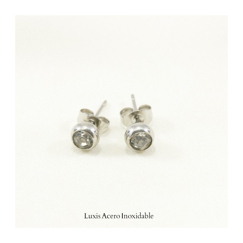 Arete plateado acero inoxidable zirconia 5mm
