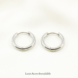 Huggie plateado acero inoxidable circular 16mm