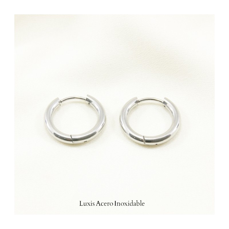 Huggie plateado acero inoxidable circular 16mm