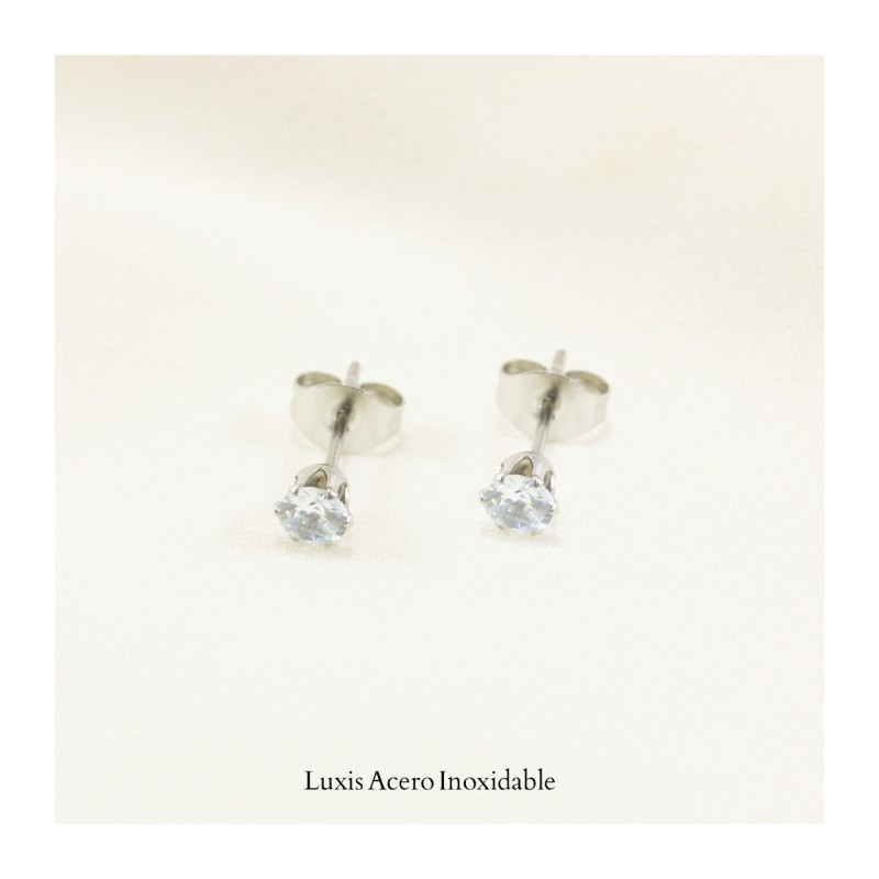 Broquel plateado acero inoxidable zirconia circular 4mm