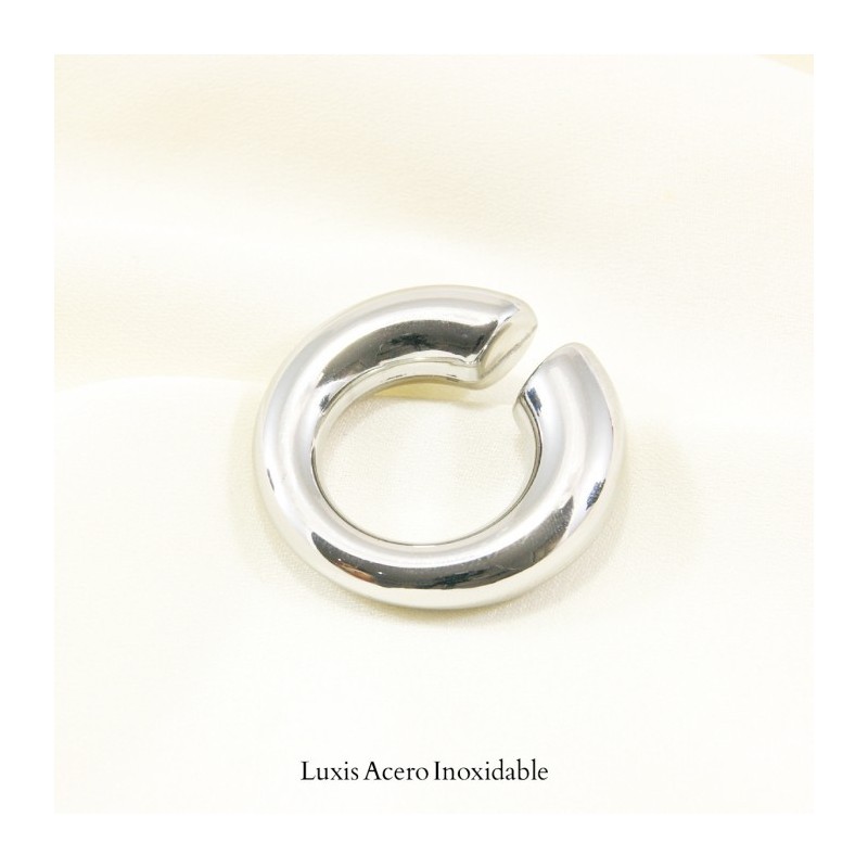 Earcuff plateado acero inoxidable circular 35mm